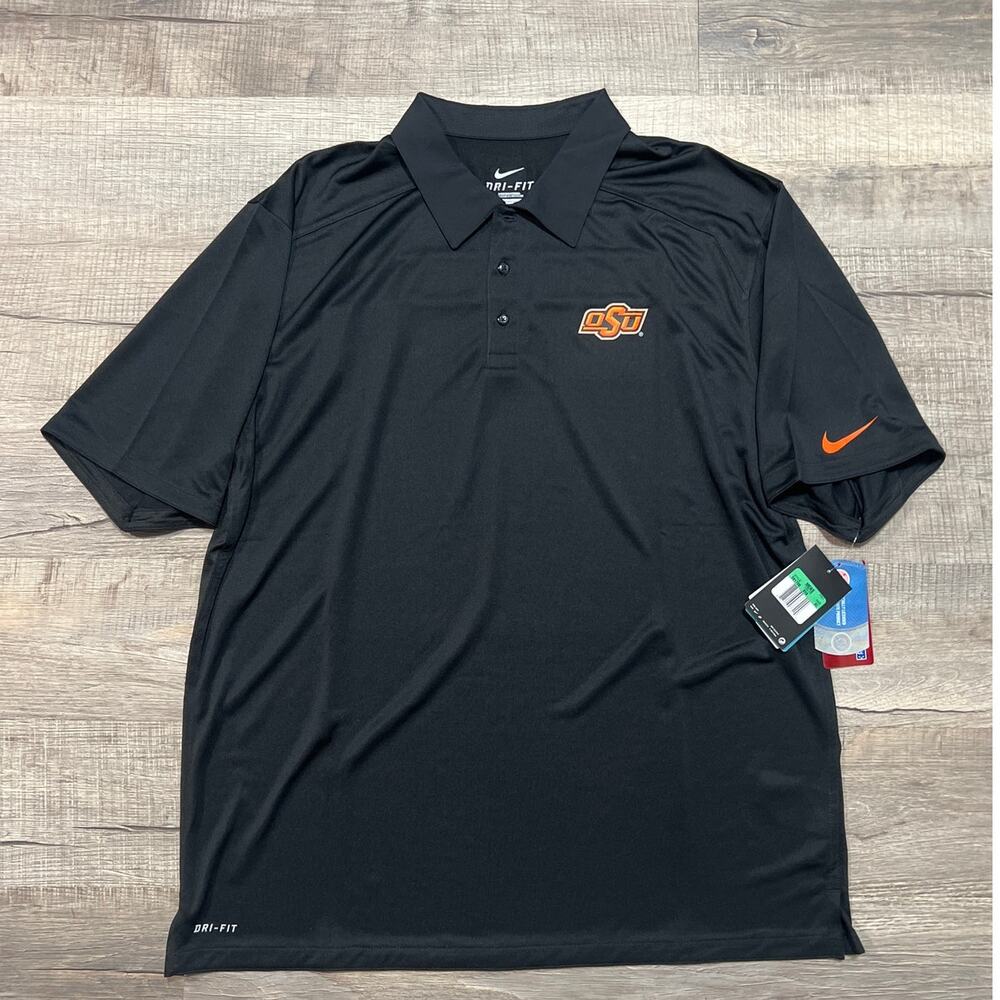 NEW Oklahoma State Cowboys Nike Dri-Fit Polo Mens XL Black Golf OSU Short Sleeve
